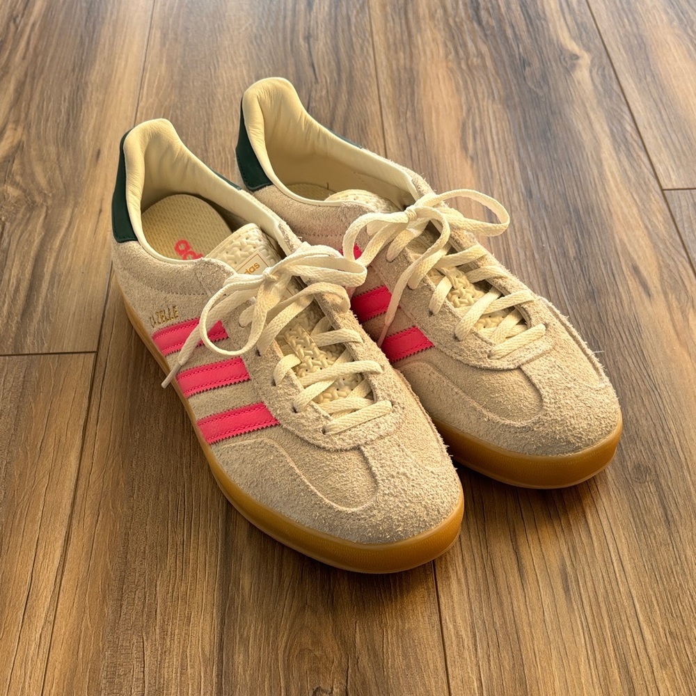 Adidas Cream and Pink Suede Sneakers